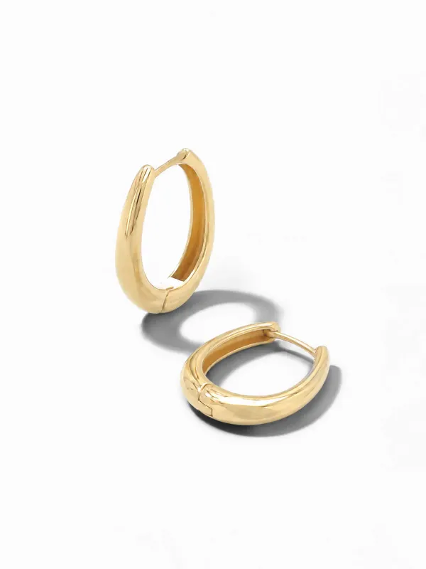 Gouden Oorbellen Oval Linked Hoop Creolen Logan Medium