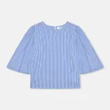 Dames Top Pof Mouw Streepjes Elian Blauw