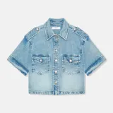 Denim Blouse Dames Spike Blauw 786
