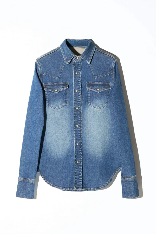 Denim Blouse Dames Stretch Levi Blauw 357