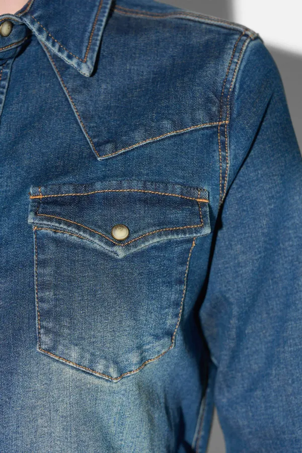 Denim Blouse Dames Stretch Levi Blauw 357