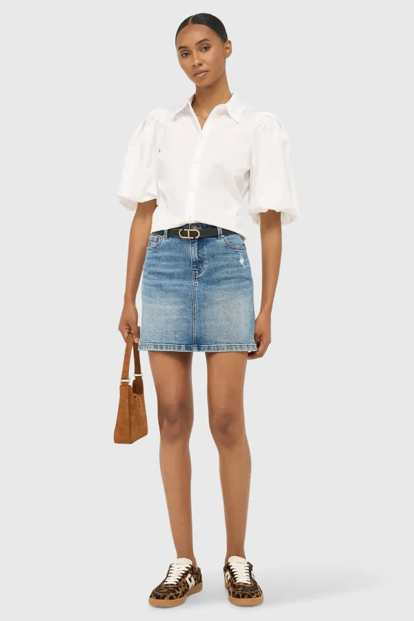 Denim Rok Kort Benson Blauw 379