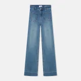 Flared Fit Dames Jeans Stretch Mid Rise Jagger Blauw 932