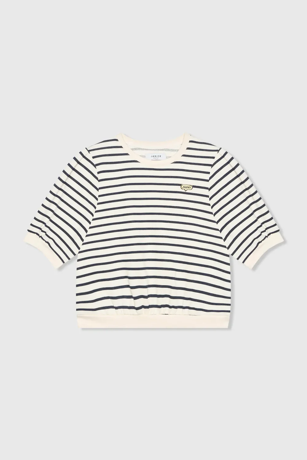 Gestreepte Blauw Wit Dames Sweater Pof Mouw Katoen Corey