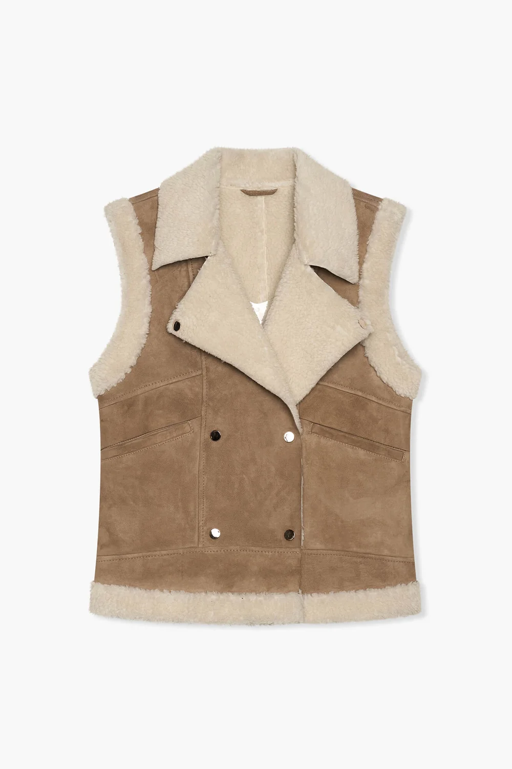 Lammy Dames Vest Suede Nick Cognac