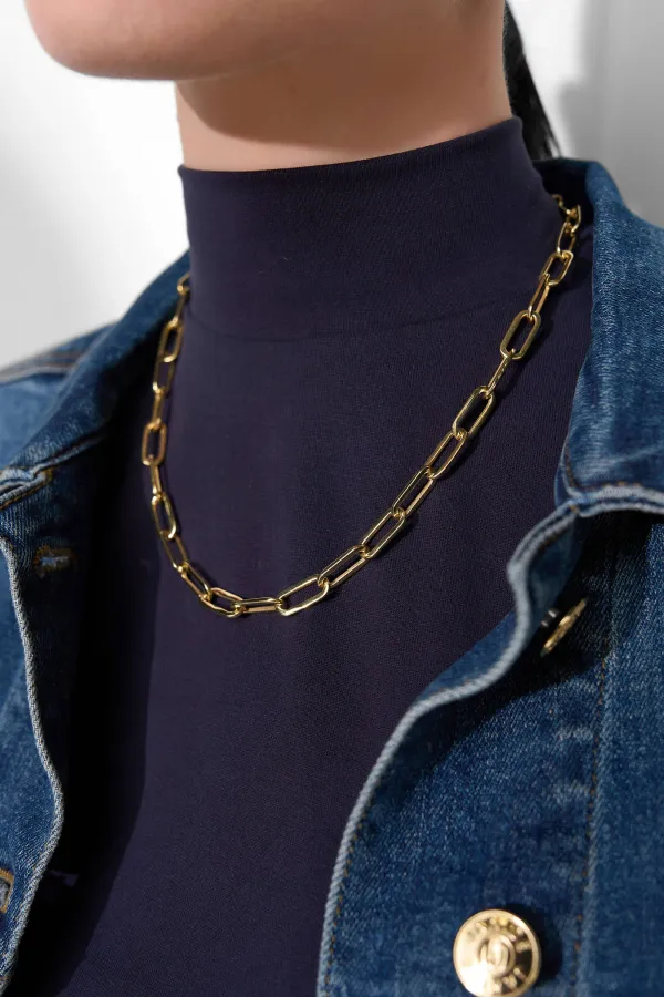 Gouden Paperclip Schakel Ketting Legend