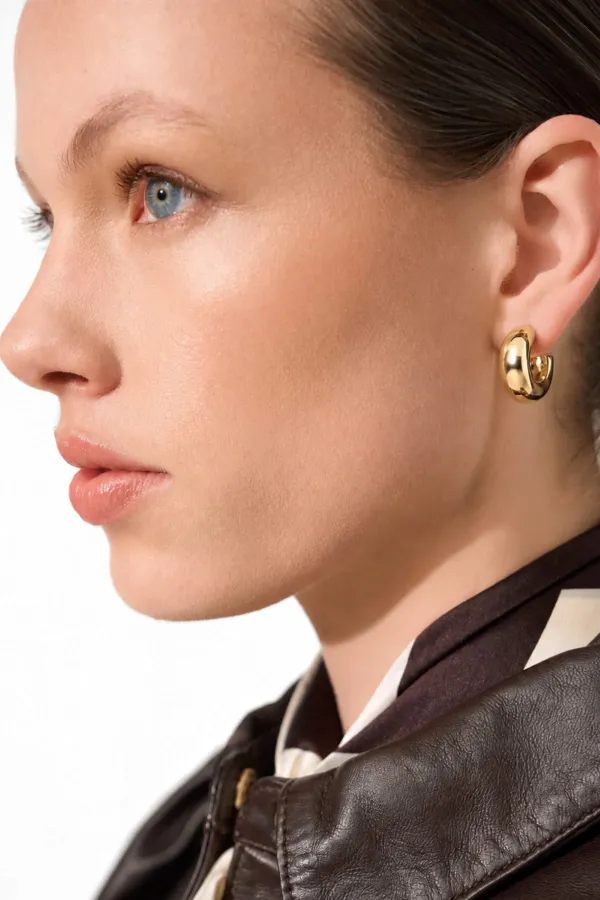Gouden Oorbellen Creolen Chunky Hoops Hudson Small