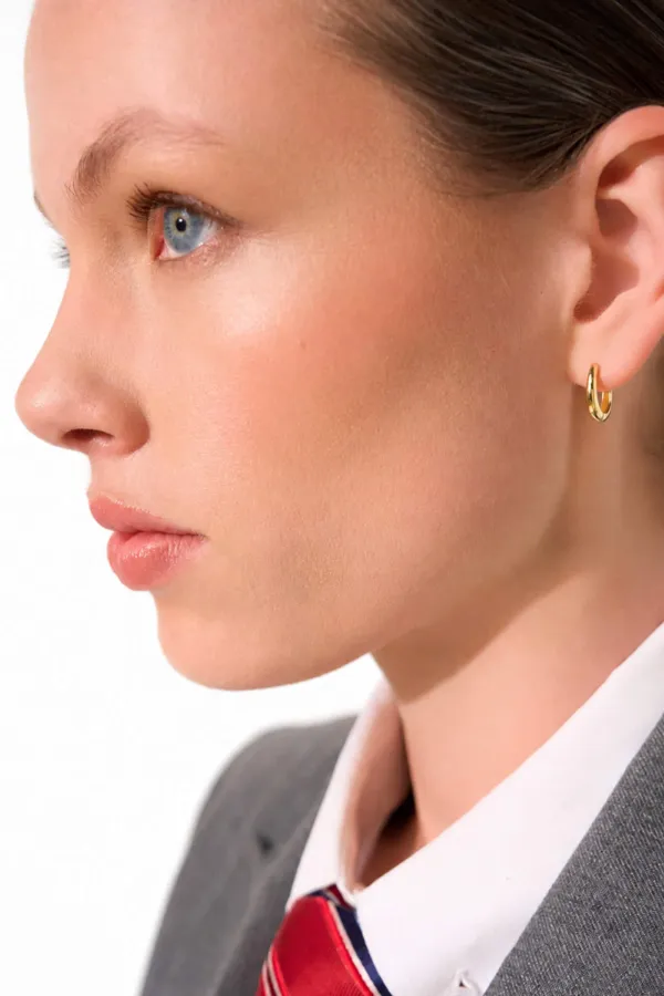 Gouden Oorbellen Oval Linked Hoop Creolen Logan Small