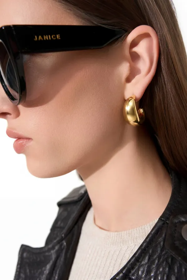 Gouden Oorbellen Creolen Chunky Drops Fargo Large