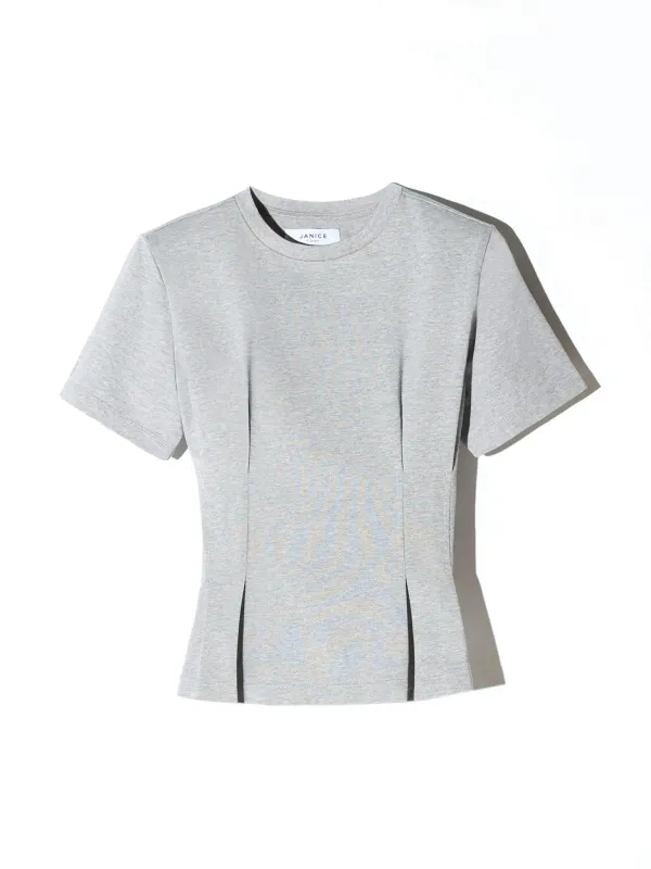 Grijs Katoenen Dames Shirt Plooien Taille Keon