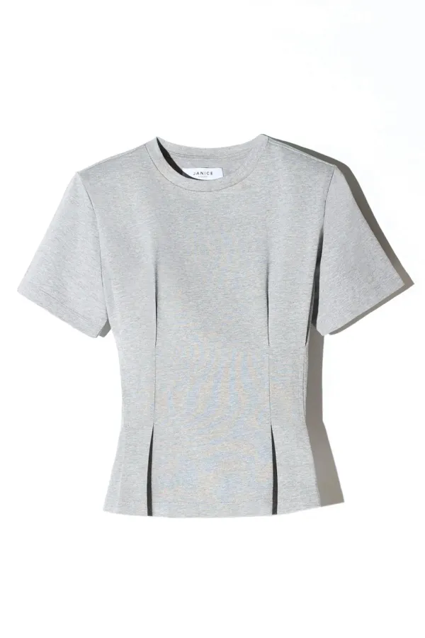 Grijs Katoenen Dames Shirt Plooien Taille Keon