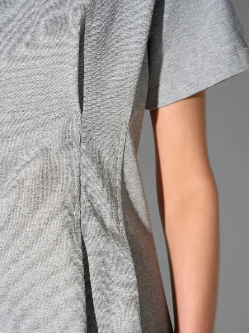 Grijs Katoenen Dames Shirt Plooien Taille Keon