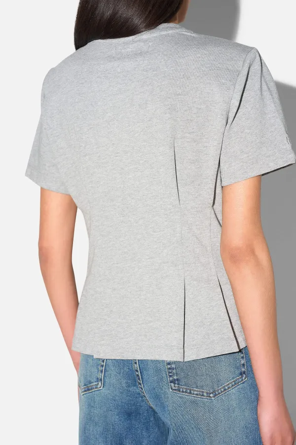 Grijs Katoenen Dames Shirt Plooien Taille Keon