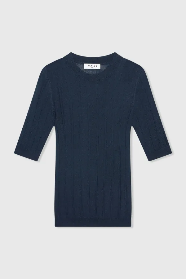 Blauw Truitje Merino Wol Fijn Gebreid Charly Blauw