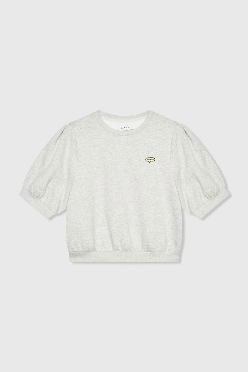 Grijze Dames Sweater Pof Mouw Katoen Corey