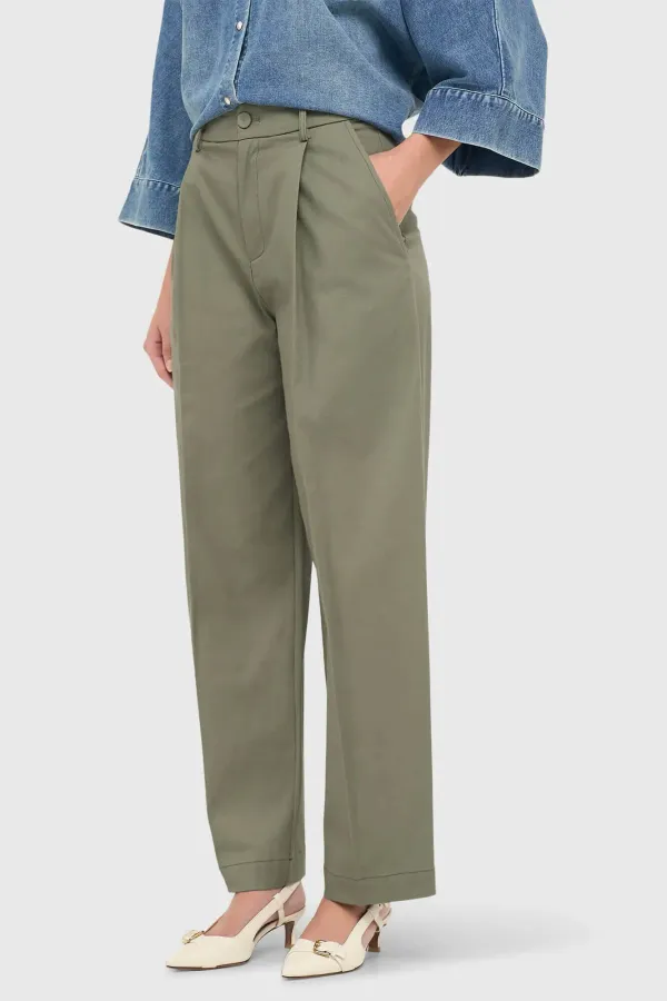 Groene Katoenen Paperbag Broek Steekzakken Barrel Balti