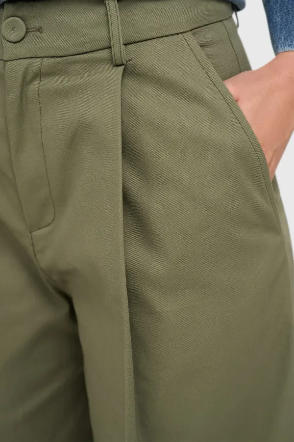 Groene Katoenen Paperbag Broek Steekzakken Barrel Balti