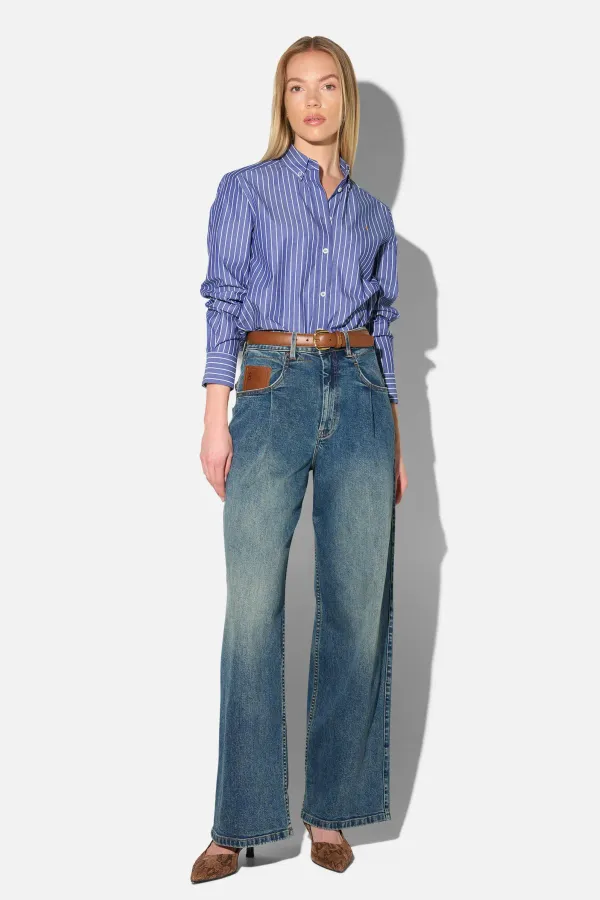 Jeans Dames Barrel Stretch Denim Drew Blauw 357