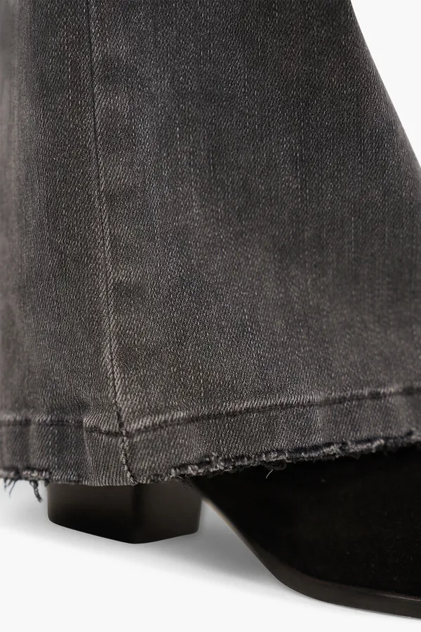 High Rise Dames Jeans Rechte Pijp Flared Jagger Grijs 415