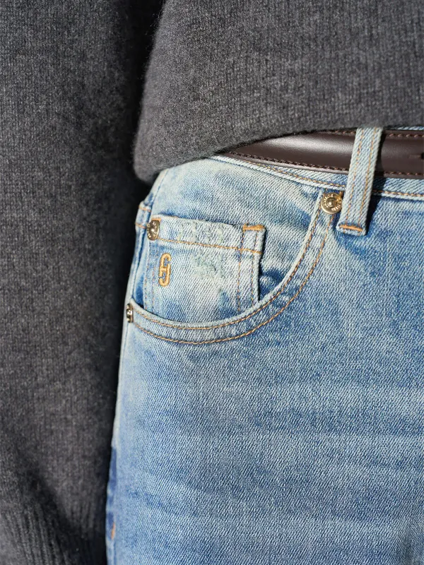 Jeans Dames Rechte Pijp High Rise Stretch Jason Blauw 114