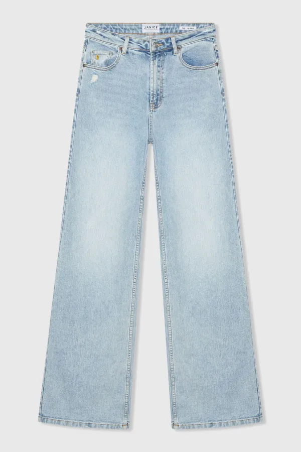 Jeans Dames Rechte Pijp High Rise Stretch Jason Blauw 565