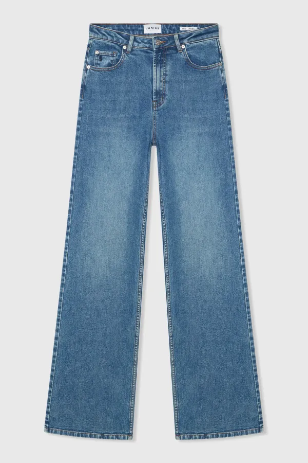 Jeans Dames Rechte Pijp High Rise Stretch Jason Blauw 932