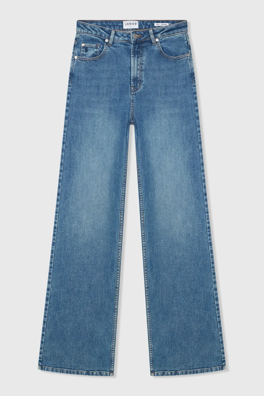 Jeans Dames Rechte Pijp High Rise Stretch Jason Blauw 932