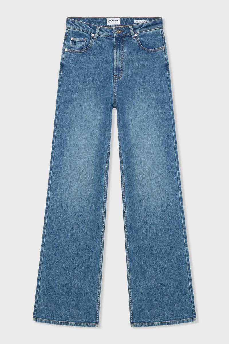 Jeans Dames Rechte Pijp High Rise Stretch Jason Blauw 932