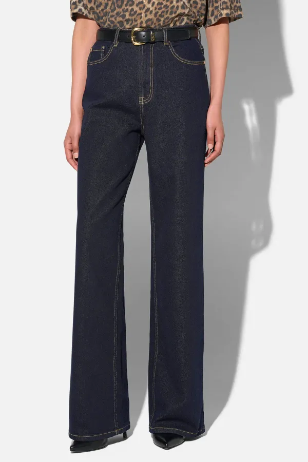 Jeans Dames Rechte Pijp High Rise Stretch Jason Japanse Denim