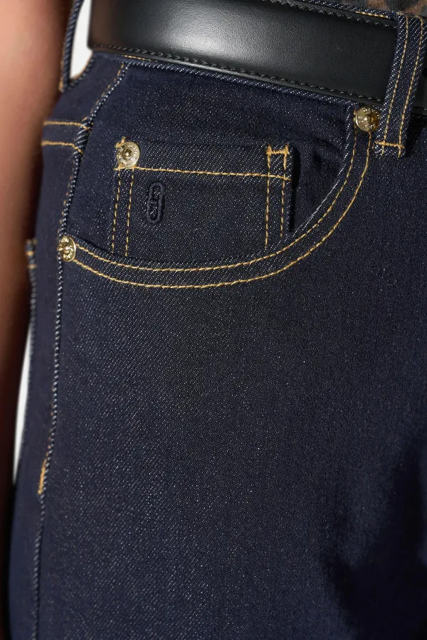 Jeans Dames Rechte Pijp High Rise Stretch Jason Japanse Denim