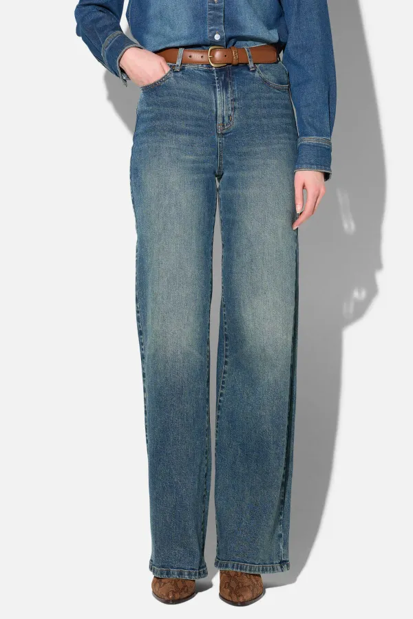Jeans Dames Rechte Pijp Mid Rise Stretch Luxx Blauw 357
