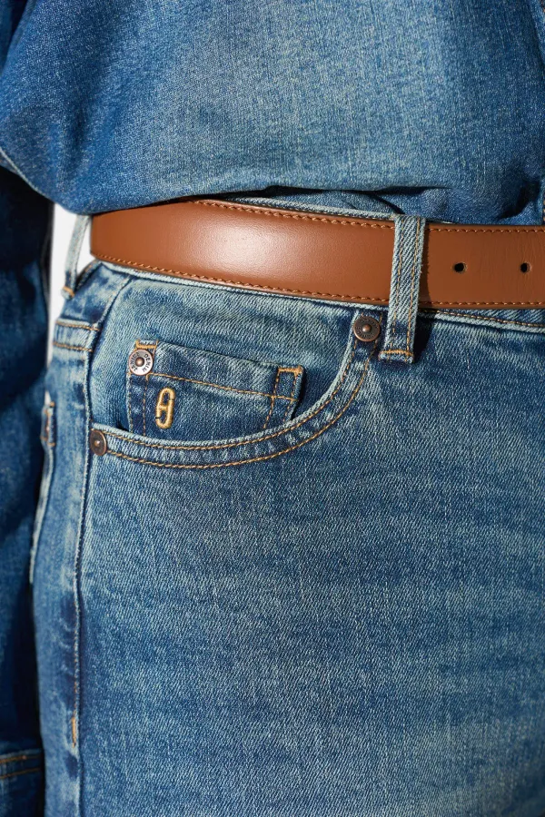 Jeans Dames Rechte Pijp Mid Rise Stretch Luxx Blauw 357