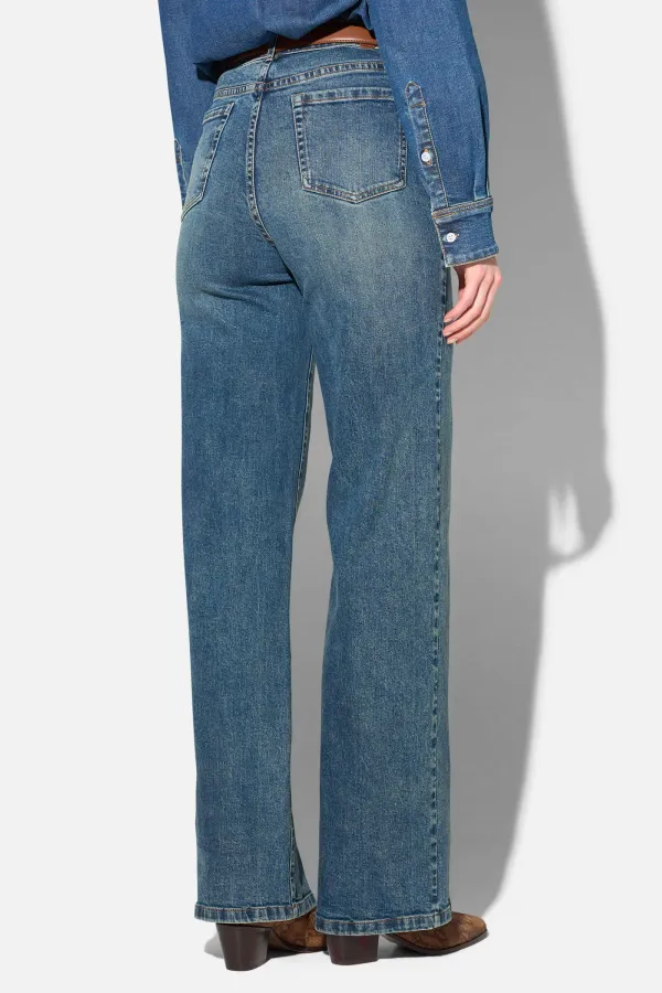 Jeans Dames Rechte Pijp Mid Rise Stretch Luxx Blauw 357