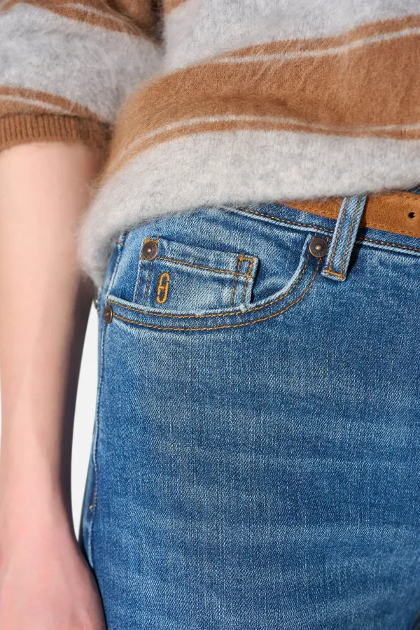 Jeans Dames Rechte Pijp Mid Rise Stretch Luxx Blauw 258
