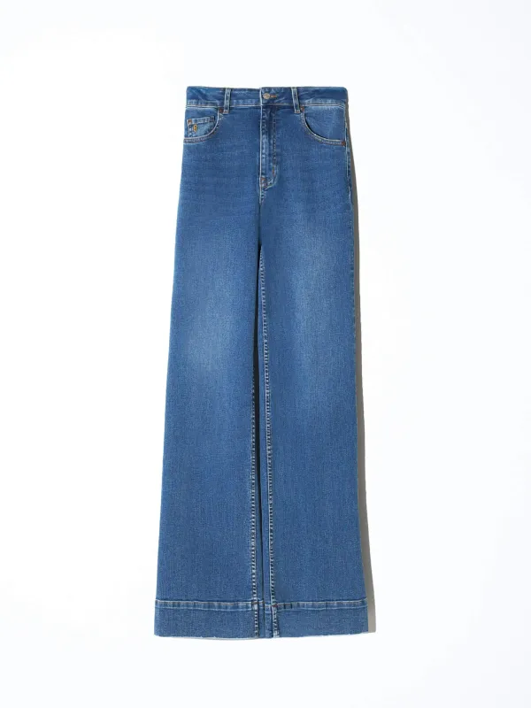 Jeans Dames Stretch 5 Pocket Mid Rise Trey Blauw 258