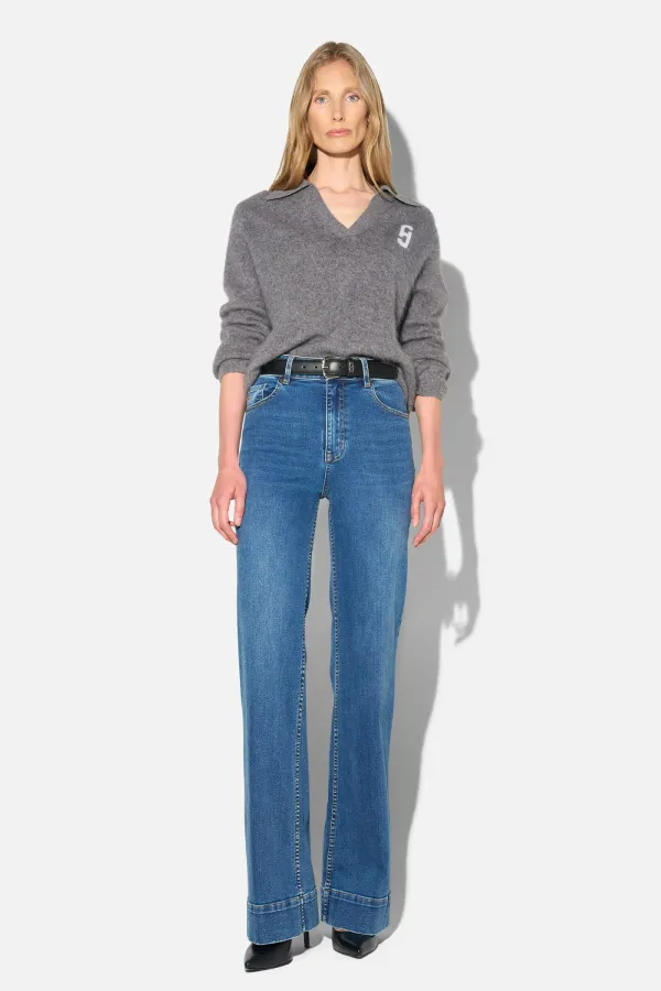 Jeans Dames Stretch 5 Pocket Mid Rise Trey Blauw 258