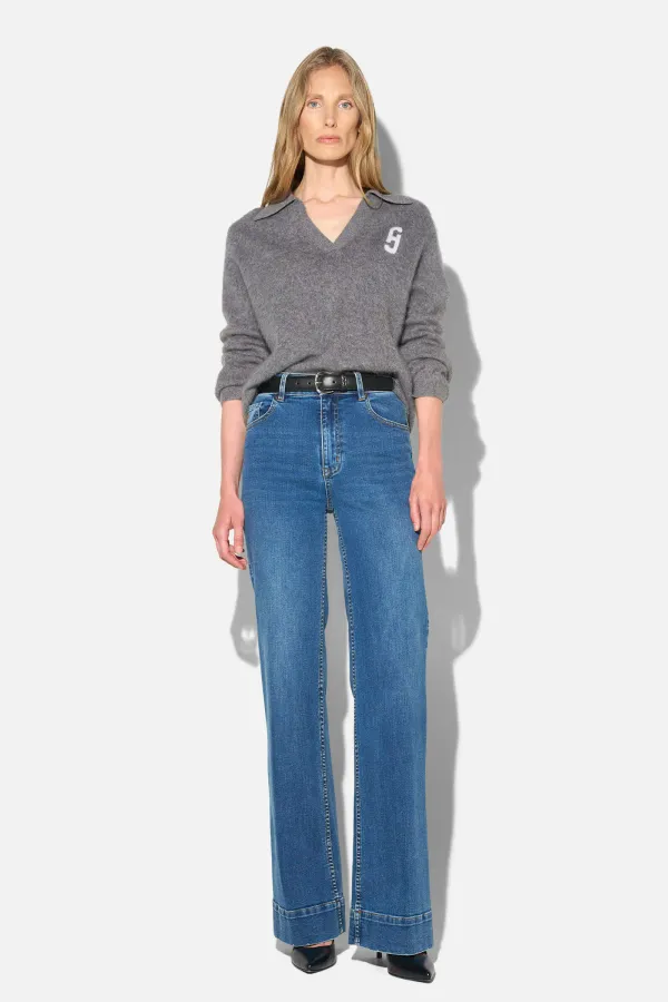 Jeans Dames Stretch 5 Pocket Mid Rise Trey Blauw 258