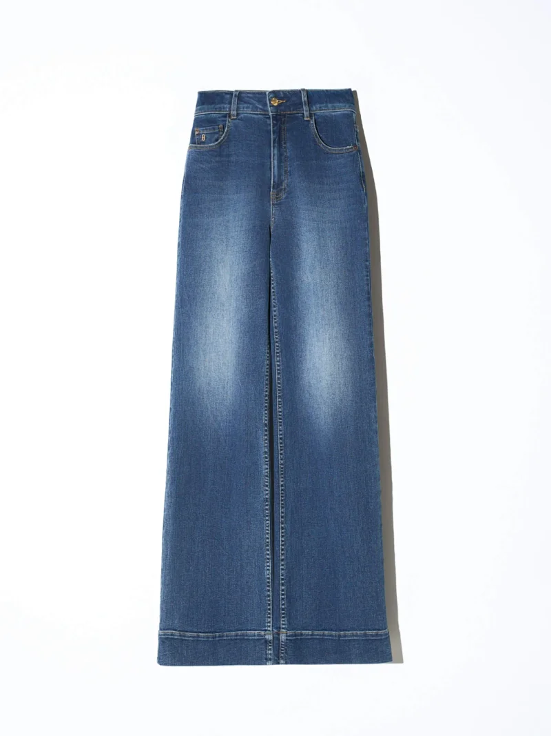 Jeans Dames Stretch 5 Pocket Mid Rise Trey Blauw 469