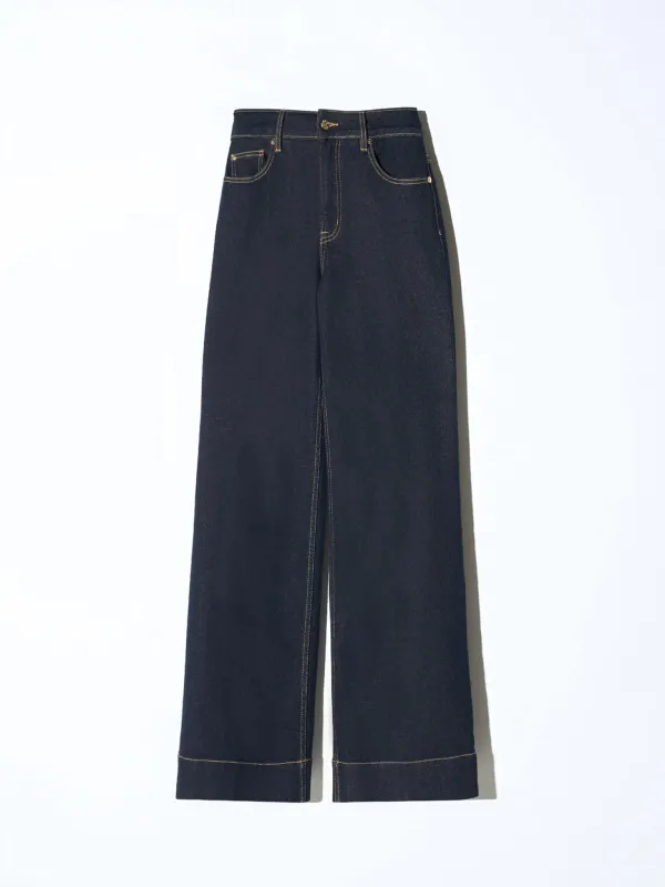 Jeans Dames Stretch 5 Pocket Mid Rise Trey Japans Denim
