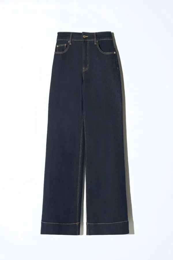 Jeans Dames Stretch 5 Pocket Mid Rise Trey Japans Denim