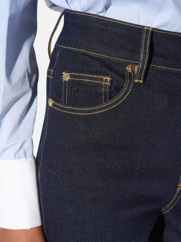 Jeans Dames Stretch 5 Pocket Mid Rise Trey Japans Denim
