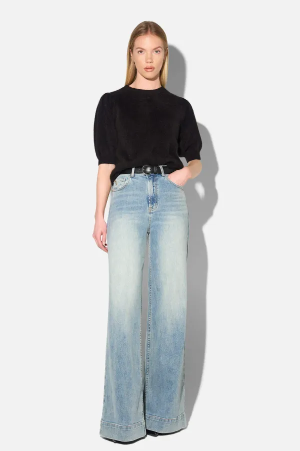 Jeans Dames Wide Leg High Rise Stretch Mason Blauw 114
