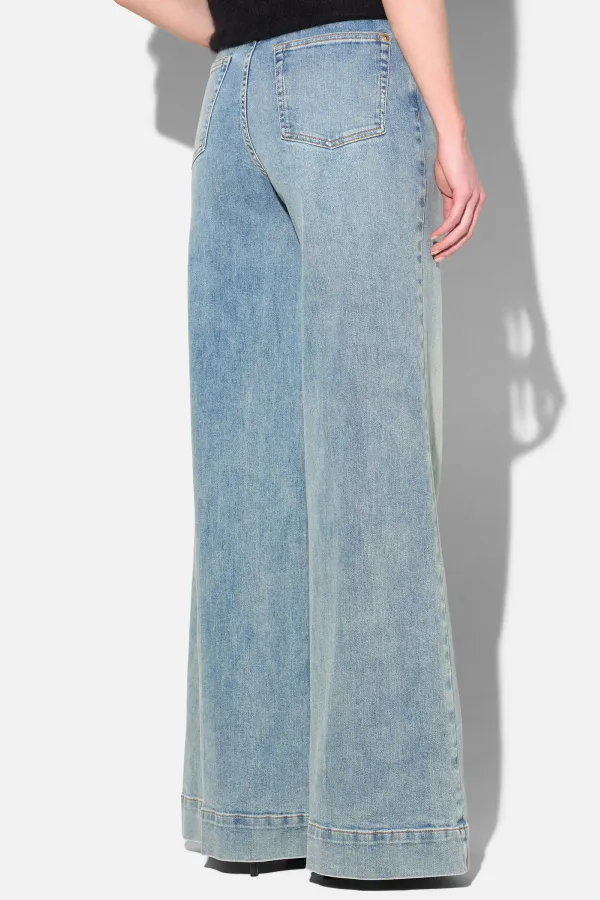 Jeans Dames Wide Leg High Rise Stretch Mason Blauw 114