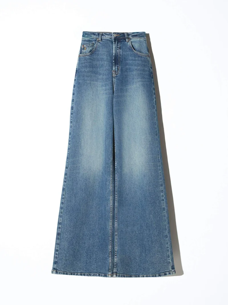 Jeans Dames Wide Leg High Rise Stretch Mason Blauw 357