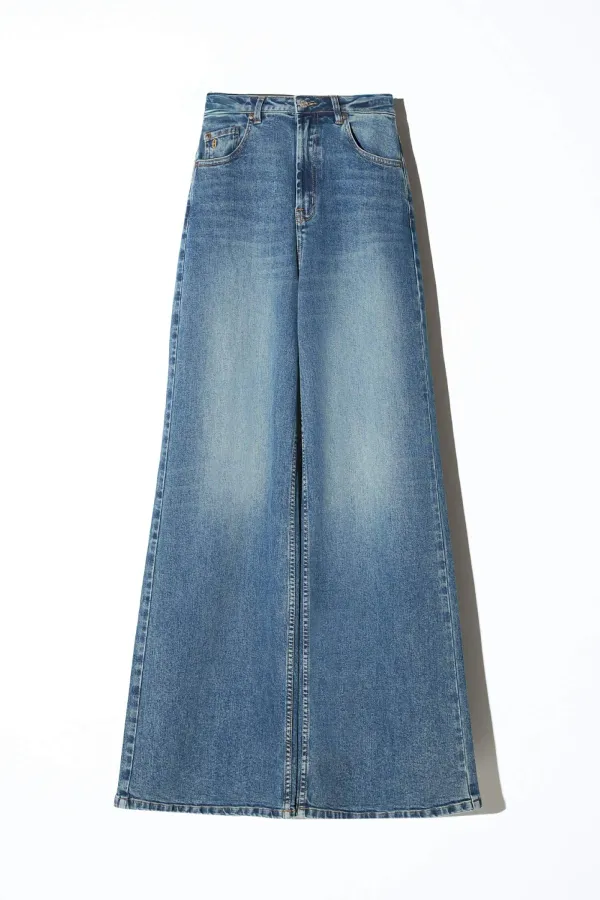 Jeans Dames Wide Leg High Rise Stretch Mason Blauw 357