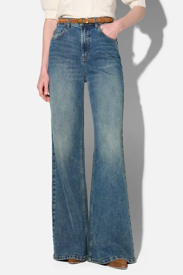 Jeans Dames Wide Leg High Rise Stretch Mason Blauw 357