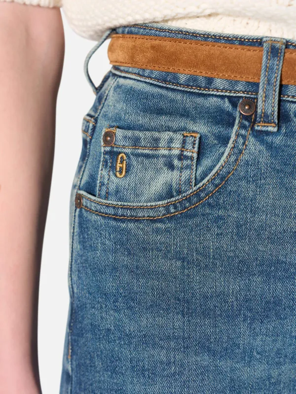 Jeans Dames Wide Leg High Rise Stretch Mason Blauw 357