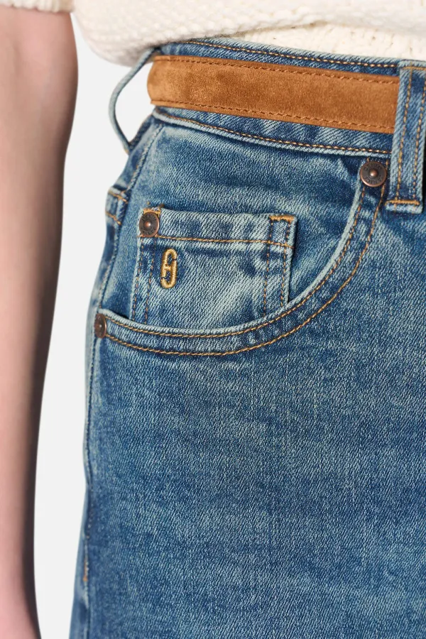 Jeans Dames Wide Leg High Rise Stretch Mason Blauw 357