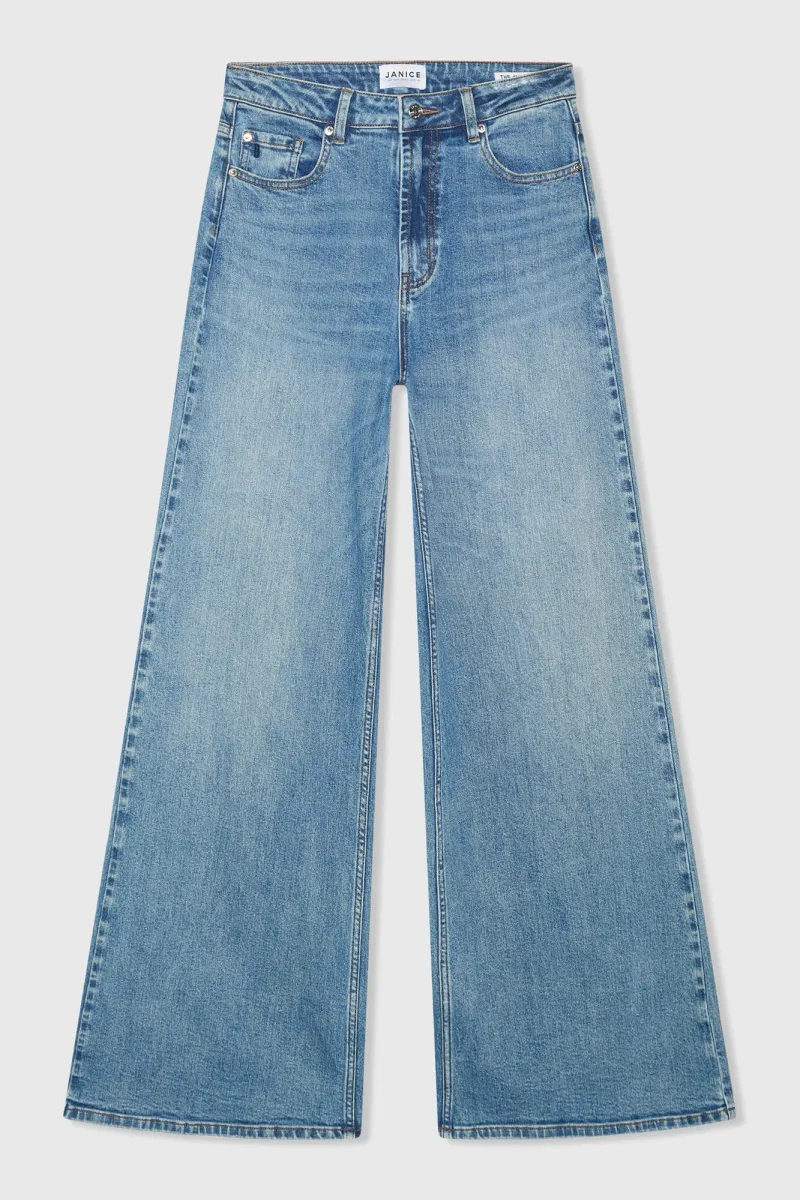 Jeans Dames Wide Leg High Rise Stretch Mason Blauw 379