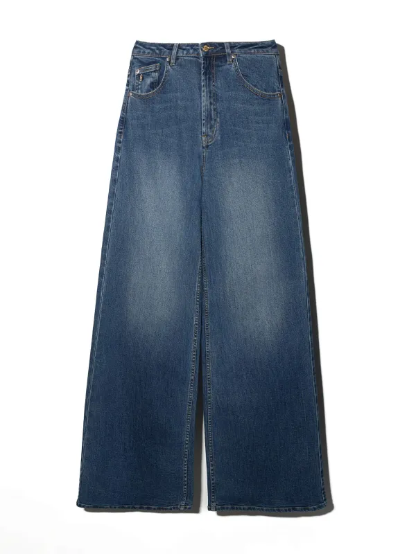 Jeans Dames Wide Leg High Rise Stretch Mason Blauw 469